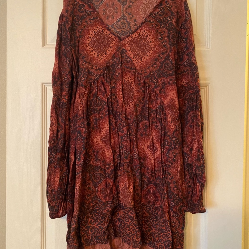 Billabong Red and Black Long Sleeve Dress
